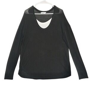 Vince‎ Long Sleeve Tee Semi Sheer Casual Top Womens M Black White